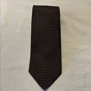 LUIGI BORRELLI Chocolate Brown W/Blue print 100% Silk Tie! made in Italy